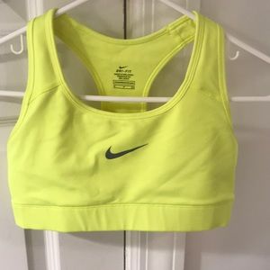 Neon yellow Nike sports bra